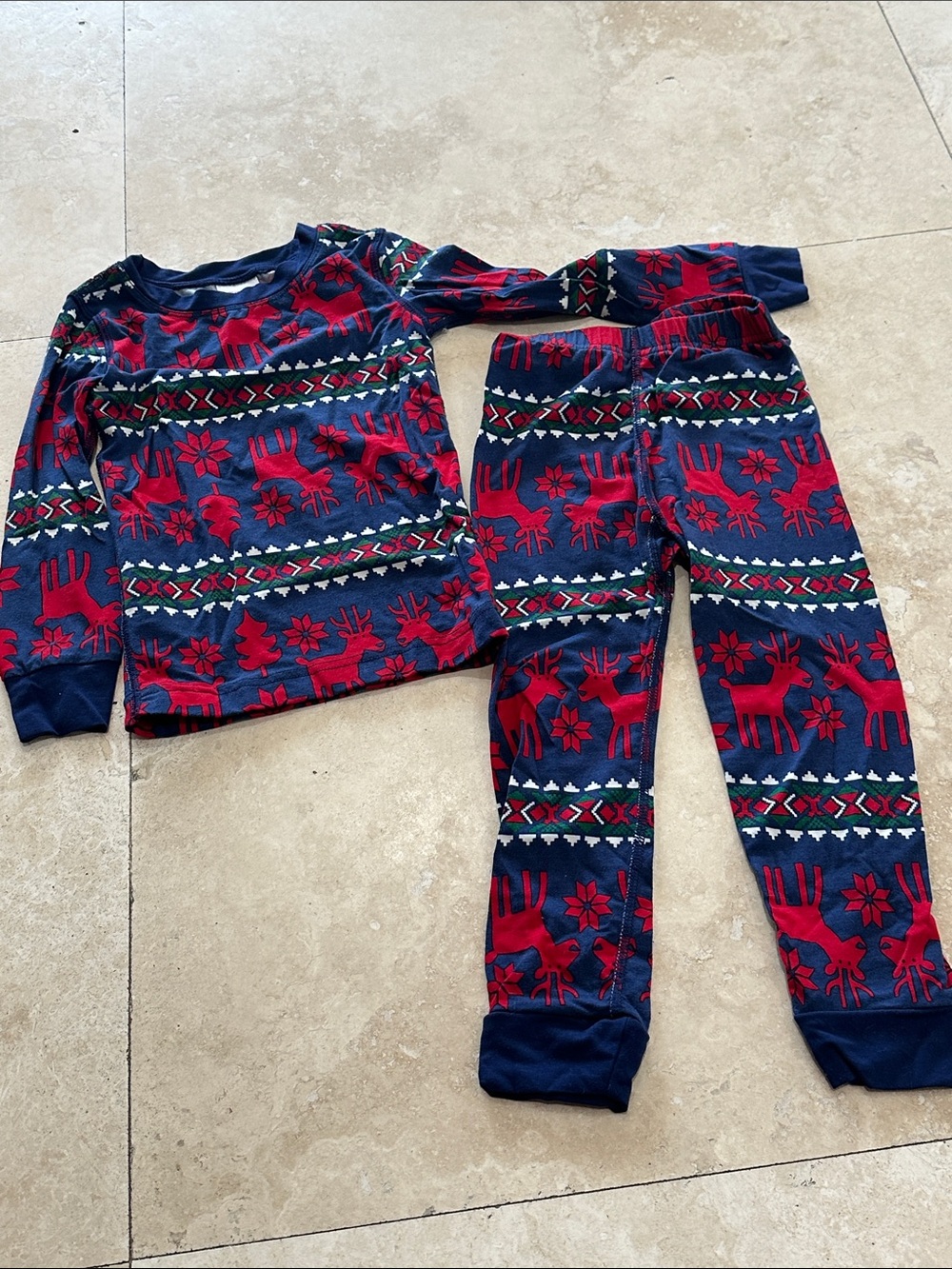 Hanna Andersson Navy and Red Reindeer Holiday Pajama Set